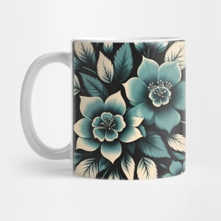 Teal Floral Motif Mug